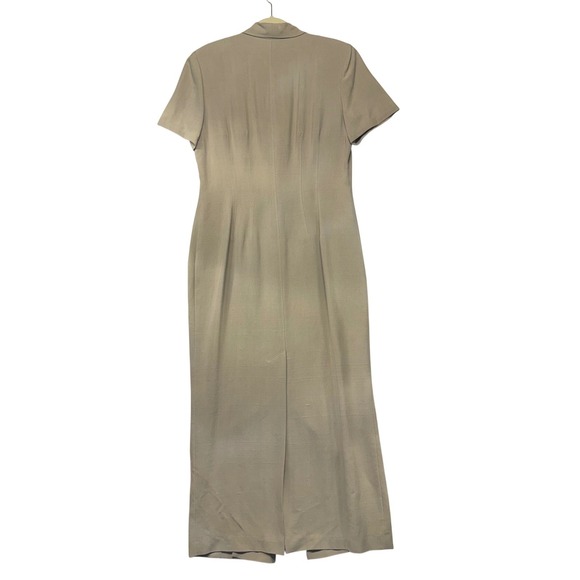 Vintage Dana Buchman 100% Silk Shantung Maxi Dress Beige Origami Size 12 NWT - Picture 8 of 13